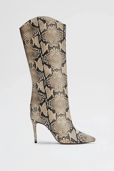 Schutz Maryana Snakeskin Knee-high Boot In Natural, Women's At Urban Outfitters In Animal Print