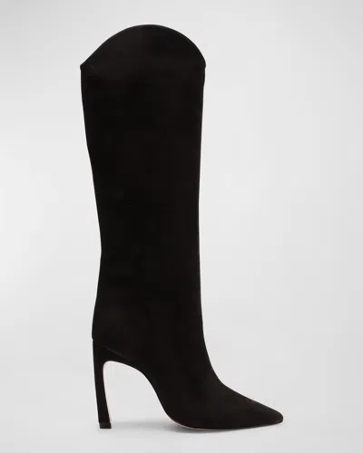 Schutz Maryana Suede Knee Boots In Black