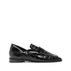 Schutz Maurice Croc-embossed Leather Loafer Flats In Black