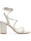 Schutz Maxima Block Leather Sandal In White