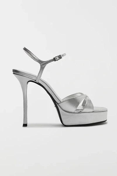 Schutz Maxine Leather Heel In Silver, Women's At Urban Outfitters