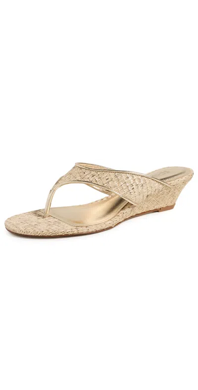 Schutz Maya Wedge Sandals Ouro Branco/platina In Gold