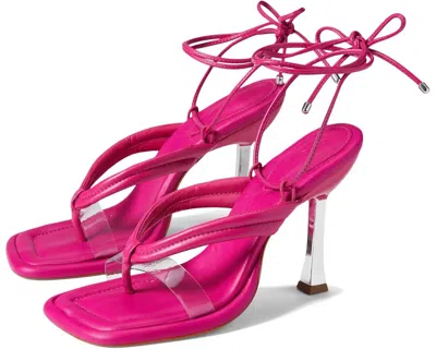 Schutz Meghan Ankle Tie Sandals In Hot Pink / Transparent