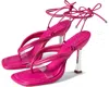 Schutz Meghan Ankle Tie Sandals In Hot Pink / Transparent In Multi