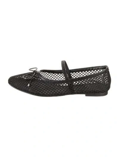 Pre-owned Schutz Mesh Bow Accents Mary Jane Flats In Black