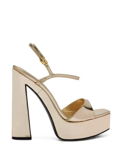 SCHUTZ METALLIC-EFFECT PLATFORM SANDALS