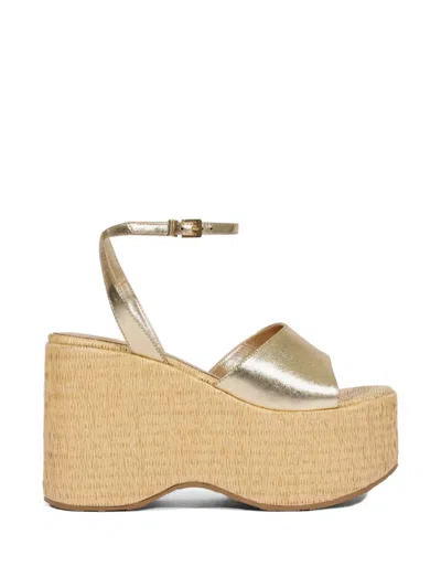 Schutz Metallic-finish Platform Sandals In Gold