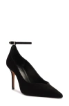 Schutz Mia Ankle Strap Pointed Toe Pump In Black