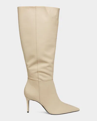 Schutz Mikki 90mm Leather Stiletto Boots In Animal Print