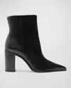 Schutz Mikki Leather Block-heel Booties In Black
