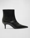Schutz Mikki Leather Kitten Zip Booties In Black