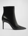 SCHUTZ MIKKI LEATHER STILETTO ZIP BOOTIES