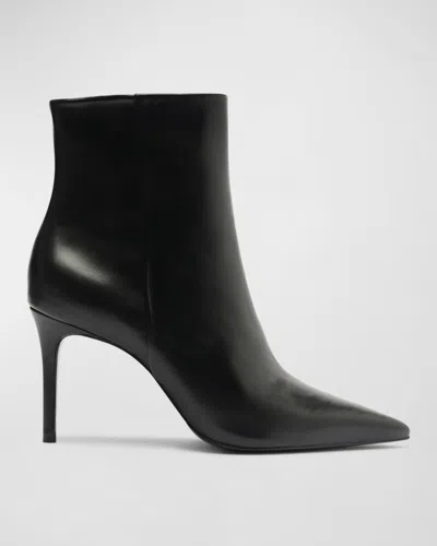 SCHUTZ MIKKI LEATHER STILETTO ZIP BOOTIES