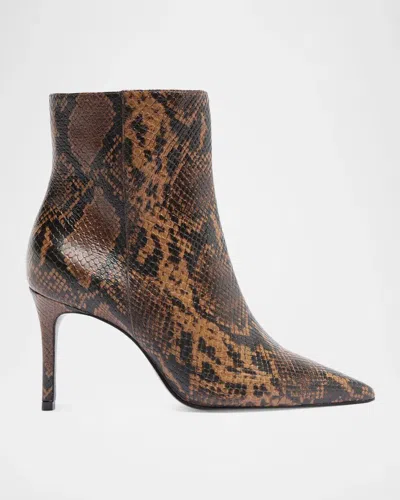 Schutz Mikki Snake-print Leather Ankle Boots In Brown