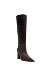 Schutz Mikki Up Block Pointed Toe Knee High Boot In Brown