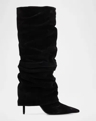 Schutz Mikki Up Cloak 75mm Suede Slouch Boots In Multi