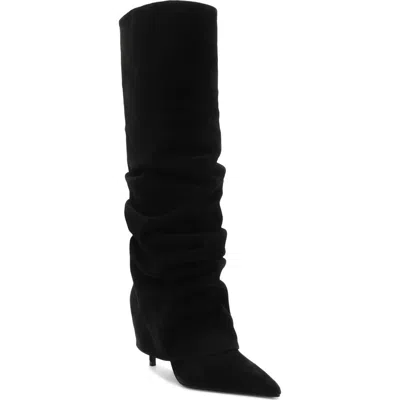 Schutz Mikki Up Cloak Pointed Toe Knee High Boot In Black