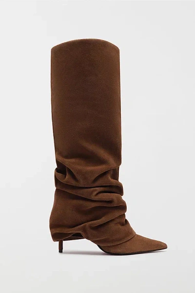 Schutz Mikki Up Slouch Knee High Boot In Pecan Brown, Women's At Urban Outfitters