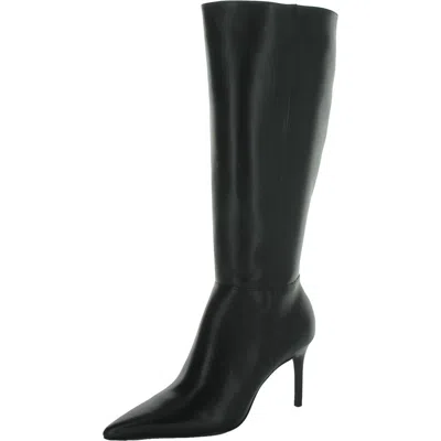 Schutz Mikki Womens Leather Pointed Toe Knee-high Boots In Black