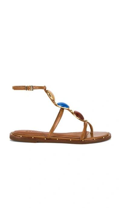 Schutz Milos Leather Flat Sandals In Brown