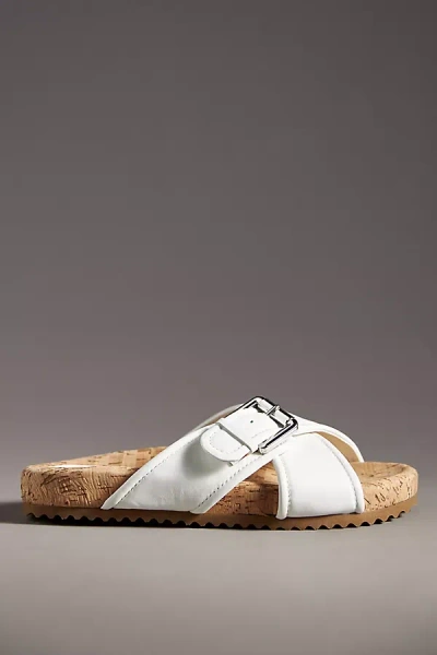 Schutz Nairobi Sporty Leather Slide Sandals In White