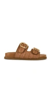 Schutz Naomi Woven Dual-buckle Slide Sandals In Brown