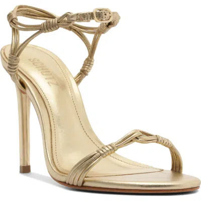 Schutz Nara Ankle Strap Stiletto Sandal In Gold