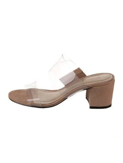 Pre-owned Schutz Nubuck Slides In Neutral
