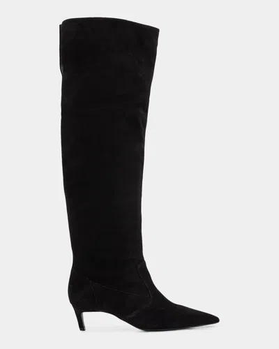 Schutz Odessa Suede Knee-high Boots In Black