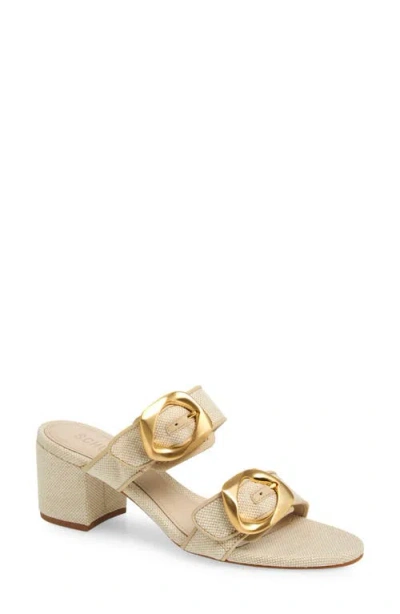 Schutz Olga Buckle Block Heel Sandal In Oyster
