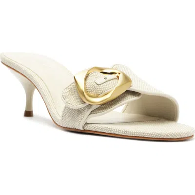 Schutz Olga Buckle Kitten Heel Sandal In Beige