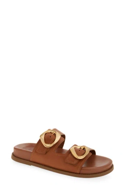 Schutz Olga Buckle Sporty Slide Sandal In New Wood