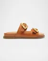 Schutz Olga Buckle Sporty Slide Sandal In Cuoio Brown