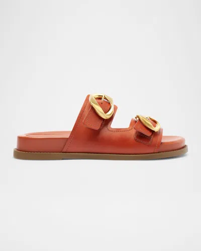 SCHUTZ OLGA LEATHER BUCKLE SPORTY SANDALS