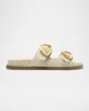 Schutz Olga Sporty Buckle Slide Sandals In Cor 4100/oyster