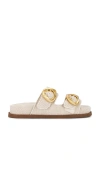 Schutz Olga Sporty Buckle Slide Sandals In 米色