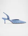 Schutz Paola Croc-embossed Leather Slingback Pumps In Blue