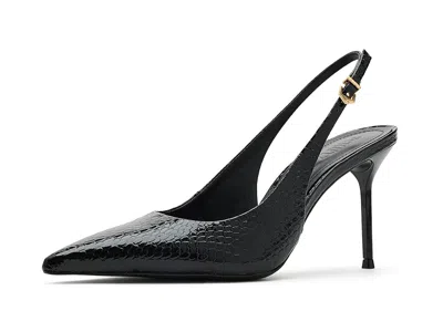 Schutz 90mm Paola Snake-embossed Leather Slingback Pumps In Black