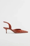 Schutz Paola Leather Mid Kitten Heel In Orange, Women's At Urban Outfitters