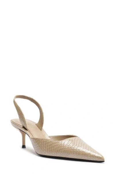 Schutz Paola Mid Slingback Pointed Toe Pump In Nude
