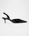 Schutz Paola Patent Leather Slingback Mid Pumps In Black