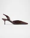 Schutz Paola Patent Leather Slingback Mid Pumps In Brown