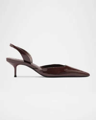 Schutz Paola Patent Leather Slingback Mid Pumps In Brown