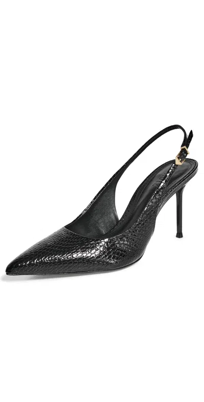 Schutz 90mm Paola Snake-embossed Leather Slingback Pumps In Black