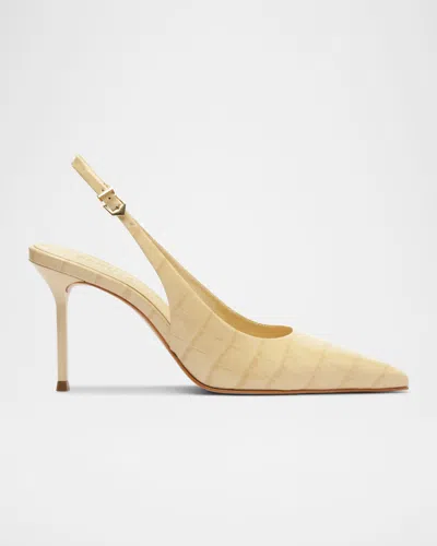 Schutz Paolas Croco Slingback Pumps In Beige