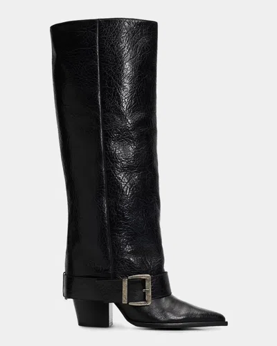 Schutz Parker Up 85mm Leather Boots In Black