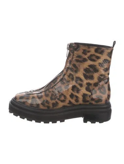 Pre-owned Schutz Patent Leather Animal Print Boots