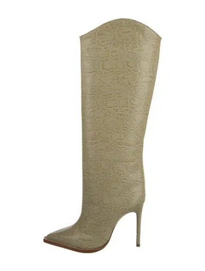 Pre-owned Schutz Patent Leather Animal Print Boots In Neutrals