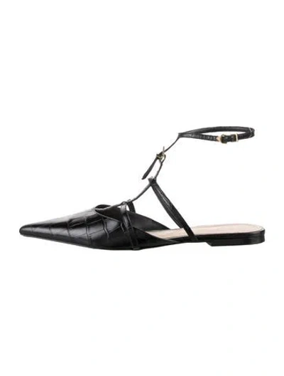 Pre-owned Schutz Patent Leather Animal Print Flats In Black