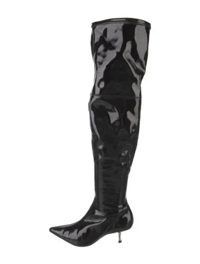 Pre-owned Schutz Patent Leather Boots In Black